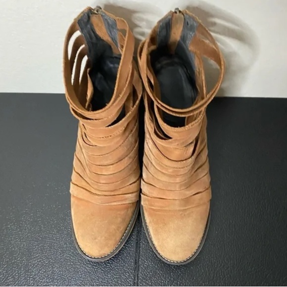 FREE PEOPLE tan leather Hybrid slit heeled ankle boots 40 - Picture 4 of 11
